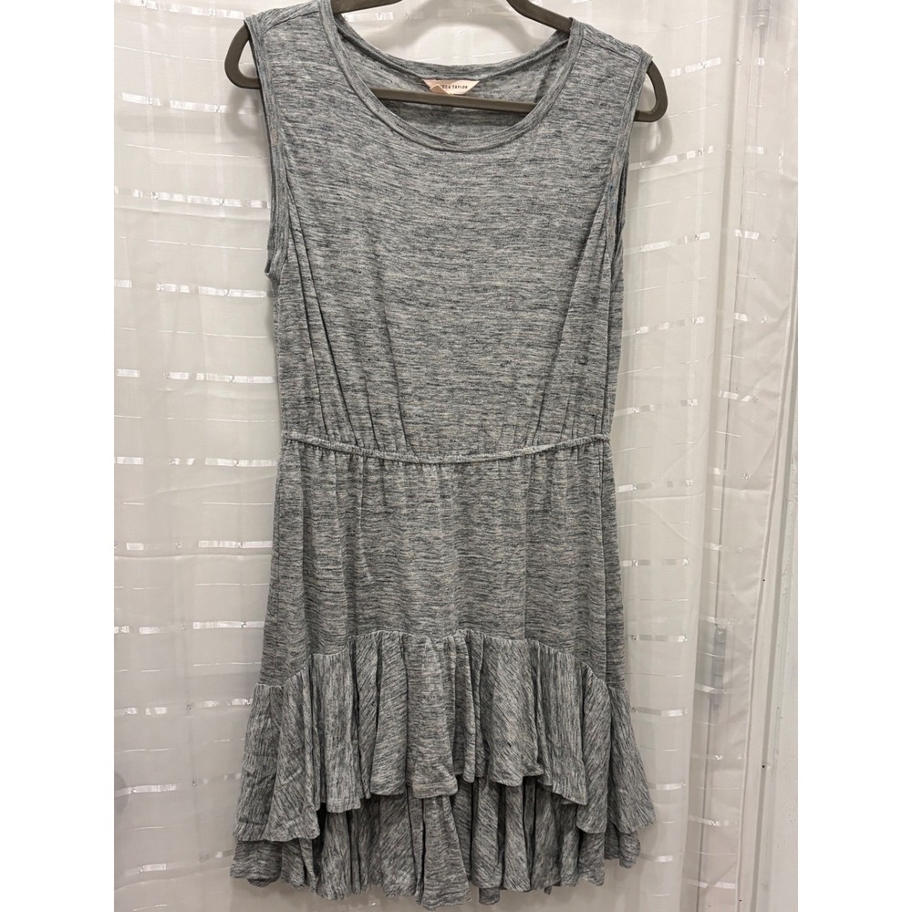 Rebecca Taylor Grey 100% Linen Sleeveless Tiered Ruffle Hem Dress Medium